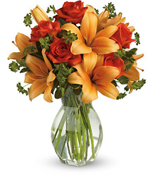 Fiery Lily and Rose from Carl Johnsen Florist in Beaumont, TX